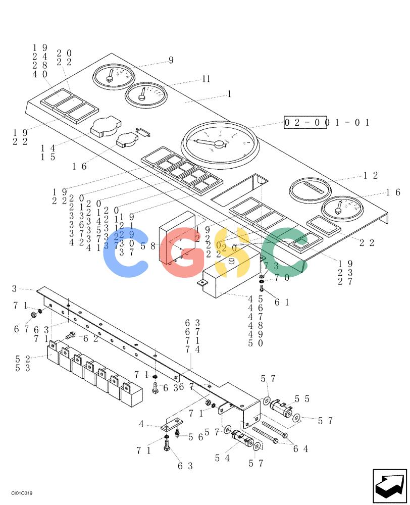 纽荷兰零件查询(CV1100) - VIBRATORY ROLLER (7/01-) (04-002-00[01]) - INSTRUMENT PANEL New Holland Constructuion