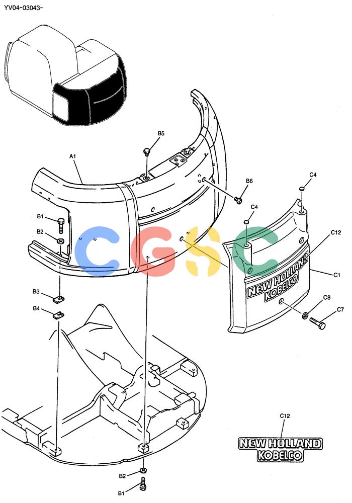 纽荷兰零件查询(E115SR) - CRAWLER EXCAVATOR ASN YV04-03043 (01-002[01]) - COUNTERWEIGHT ASSY New Holland Constructuion