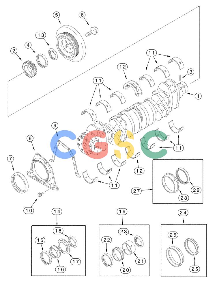 凯斯零件查询(FLX3330B) - FLOATER (12/99-9/02) (02-019) - CRANKSHAFT (FLX3300B CASE ENGINE) Case Agriculture