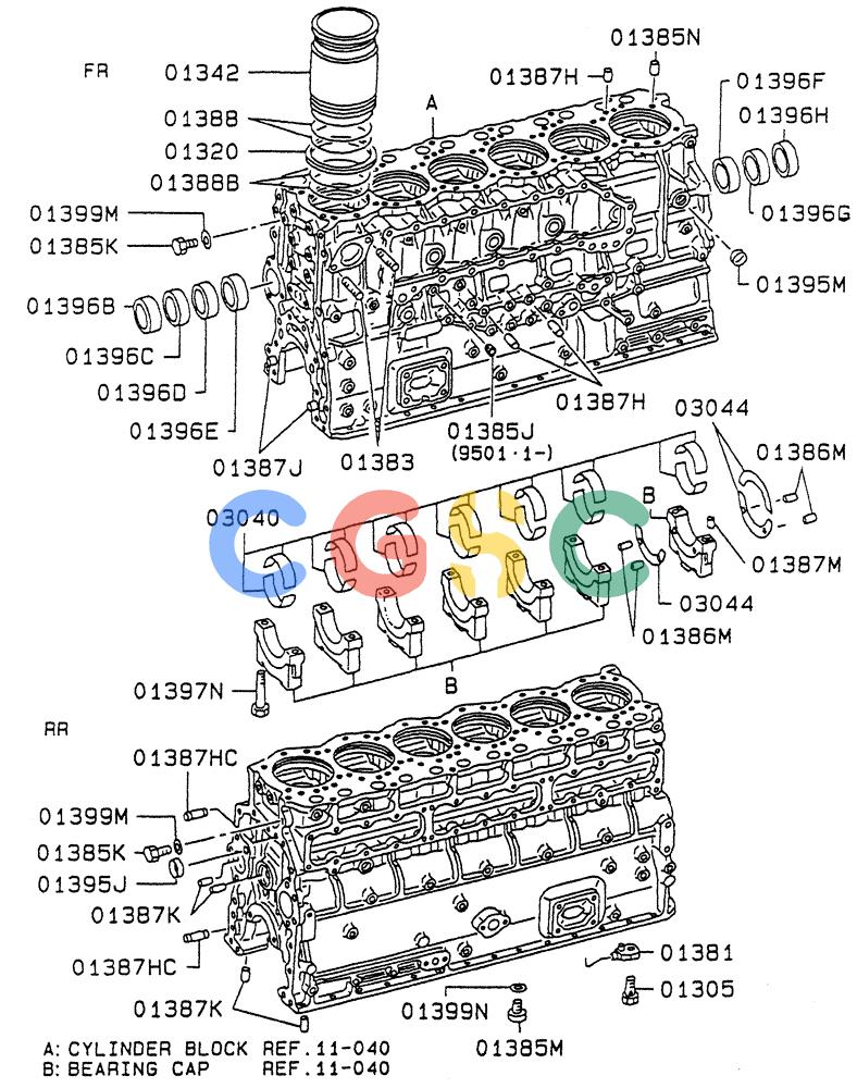 神钢零件查询(6D22-TC) - MITSUBISHI DIESL ENGINE - SK EXCAVATORS (1/06-12/06) (01-008) - CYLINDER BLOCK Kobelco