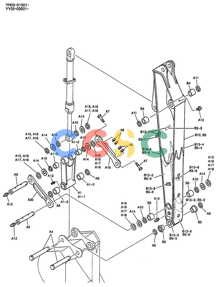 神钢零件查询(ED150) - BLADE RUNNER EXCAVATOR/DOZER BTW YL04-00501 - YL04-00554 (4/03-10/03) (07-016) - ARM ASSEMBLY 2.45M (8FT) (NIBBLER & BREAKER) Kobelco