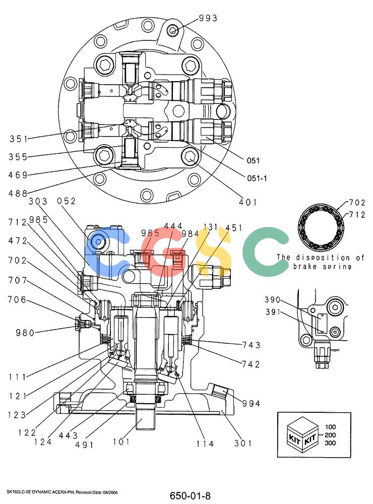 神钢零件查询(SK160LC-6E) - DYNAMIC ACERA EXCAVATOR 08/2004 ASN YM03U0523 (8/04-12/07) (07-002) - MOTOR ASSY, SWING (YN15V00025F4) Kobelco