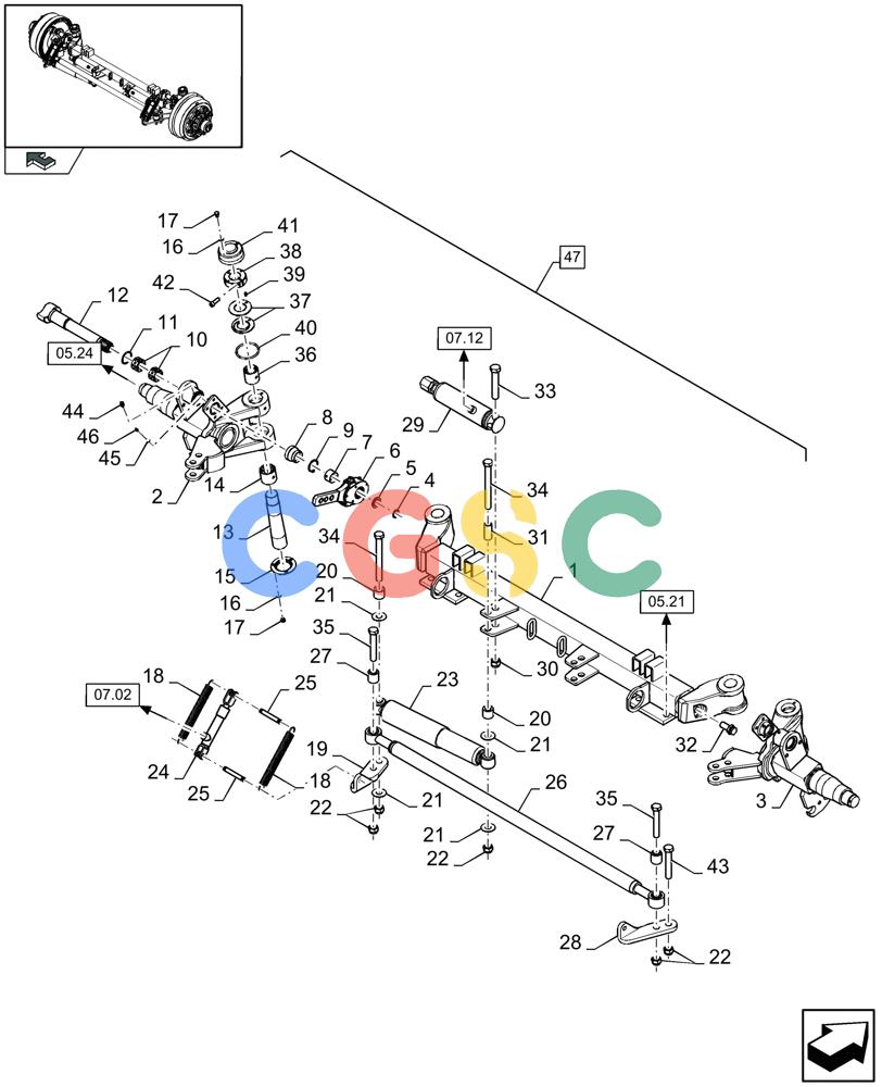 凯斯零件查询(LB433R) - BIG RECTANGULAR BALER 'ROTOR CUTTER' (9/08-12/12) (05.26[01]) - LARGE STEERED TANDEM AXLE, HYDRAULIC BRAKE, REAR, CENTRE - NOT FOR NA Case Agriculture