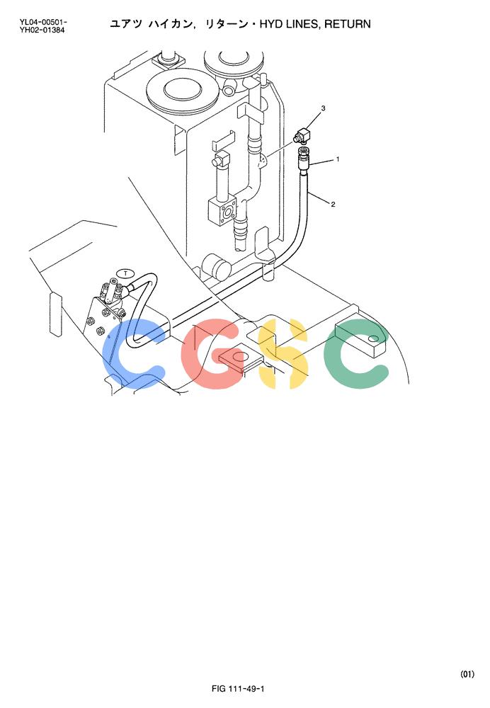 神钢零件查询(ED150-1E) - BLADE RUNNER EXCAVATOR/DOZER ASN YL05-00555 (11/03-12/04) (01-006) - HYD LINES, RETURN Kobelco