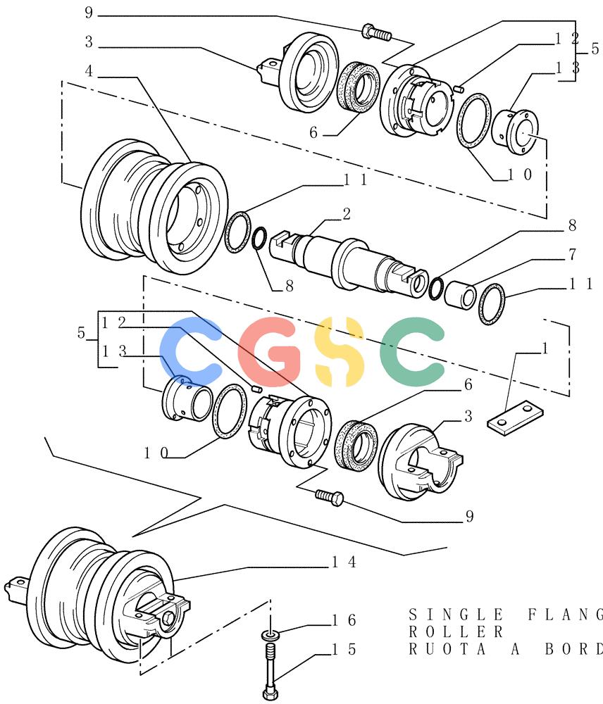 纽荷兰零件查询(D150) - CRAWLER DOZER (1/05-) (2.344[02]) - TRACK ROLLERS - VERSION (01-04) New Holland Constructuion