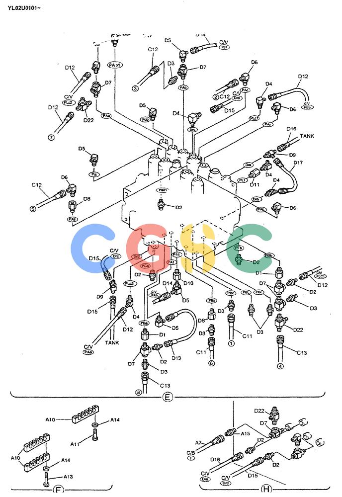 神钢零件查询(ED190LC) - BLADE RUNNER EXCAVATOR/DOZER BTW YL02U0101 - YL03U0135 (1/02-12/06) (01-035[03]) - REMOTE, CONTROL LINES (BOOM & ARM SAFETY) (BREAKER), P/N YM68H00002F1 Kobelco
