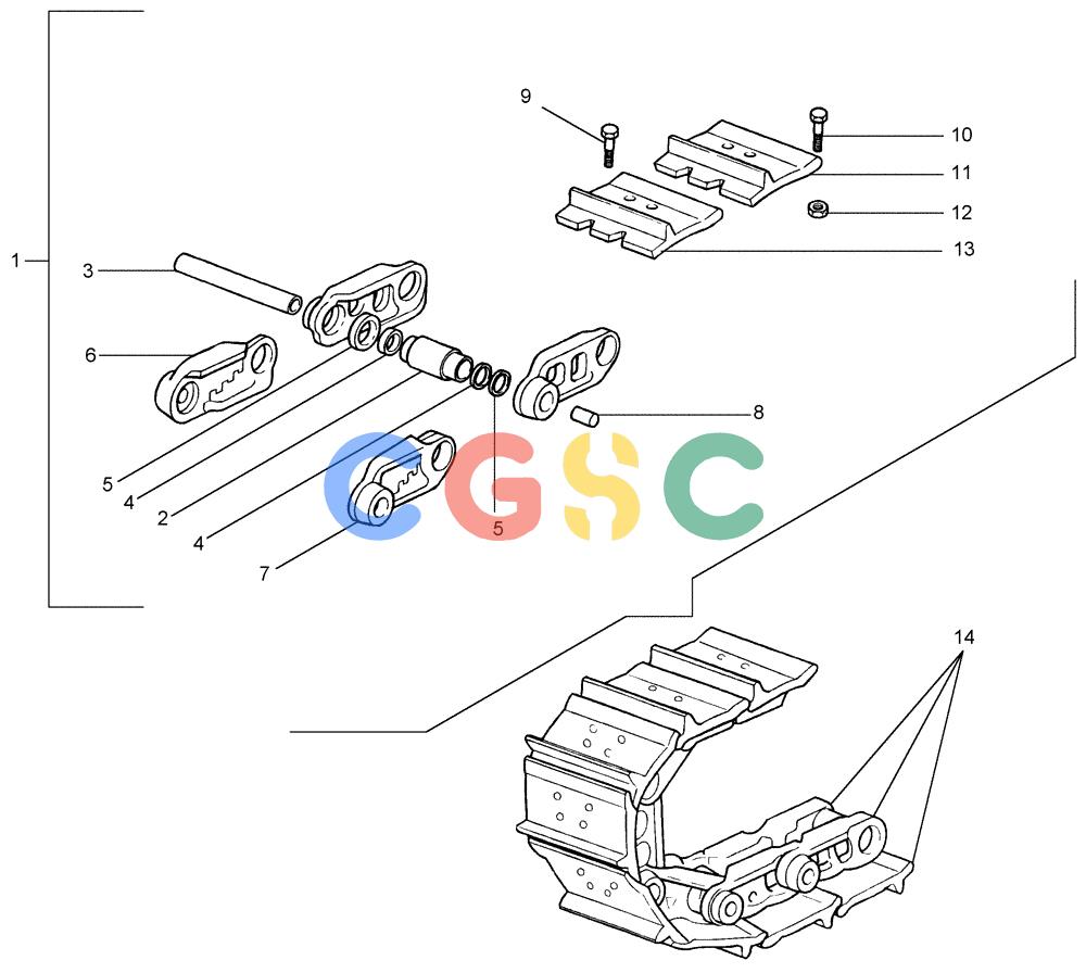 纽荷兰零件查询(DC100) - CRAWLER DOZER (N.A. VERSION) (4/00-) (4.340[02]) - SALT CHAIN - SHOES (L=508MM) DC100 New Holland Constructuion