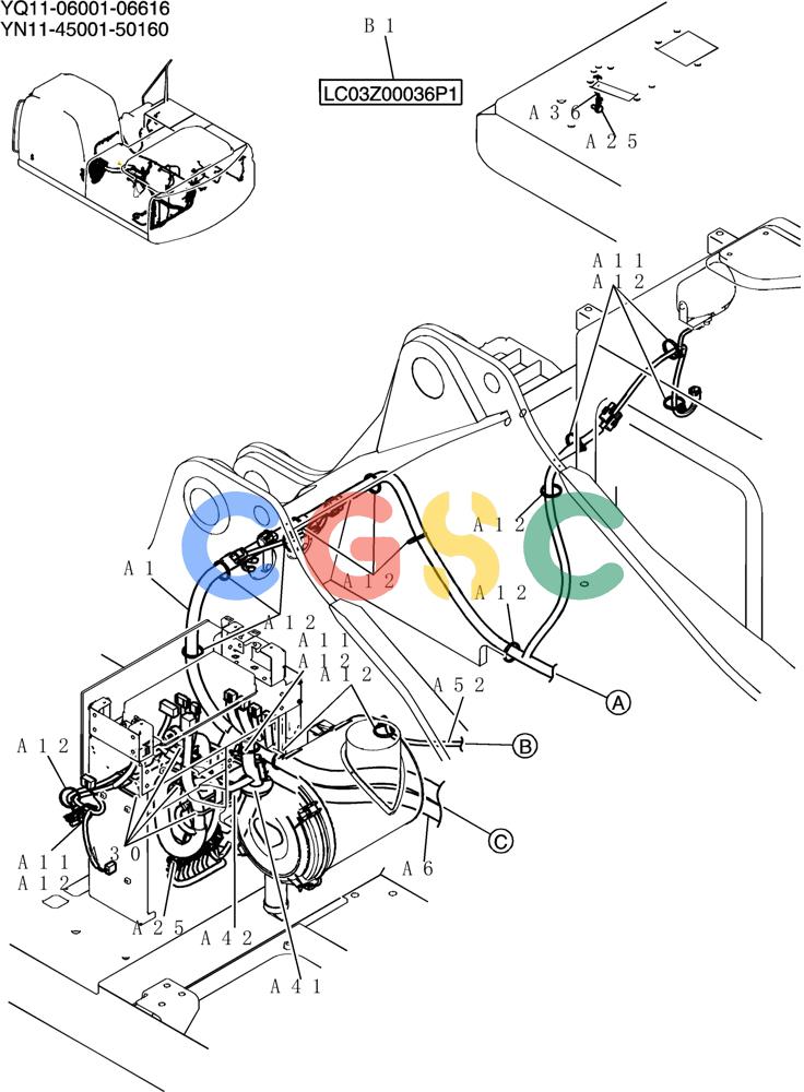 神钢零件查询(200-8) - EXCAVATOR S/N YN11-45001 - (1/06-12/09) (310-01-1) - HARNESS ASSY, UPP Kobelco