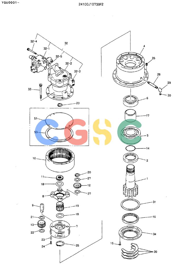 神钢零件查询(MD200BLC) - EXCAVATOR ASN YQU0001 (1/80-12/06) (01-003) - MOTOR ASSY, SWING Kobelco