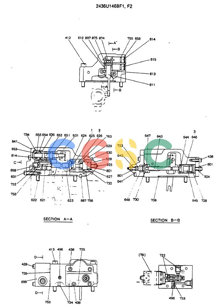 神钢零件查询(MD240C) - EXCAVATOR BTW LLU0301 - LLU0600 (1/80-12/06) (14-005) - REGULATOR ASSY (REAR) - 2436U1468F1-F2 Kobelco
