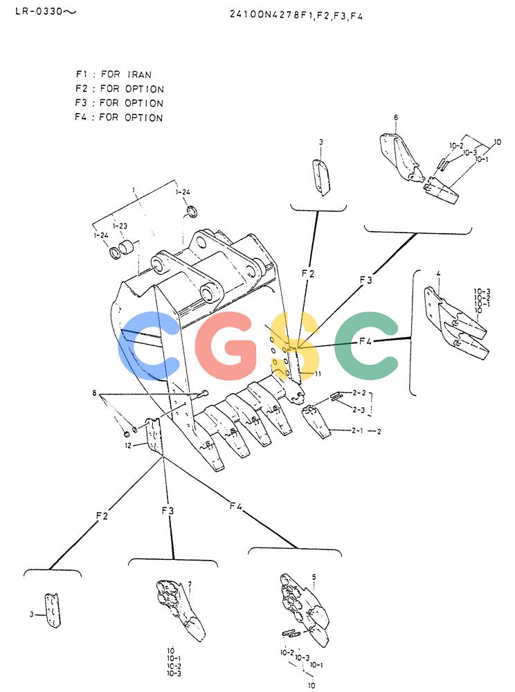 神钢零件查询(K914) - EXCAVATOR ASN LR-0143 (1/79-12/03) (08-025[04]) - BUCKET ASSY P/N 24100N4278F4 Kobelco