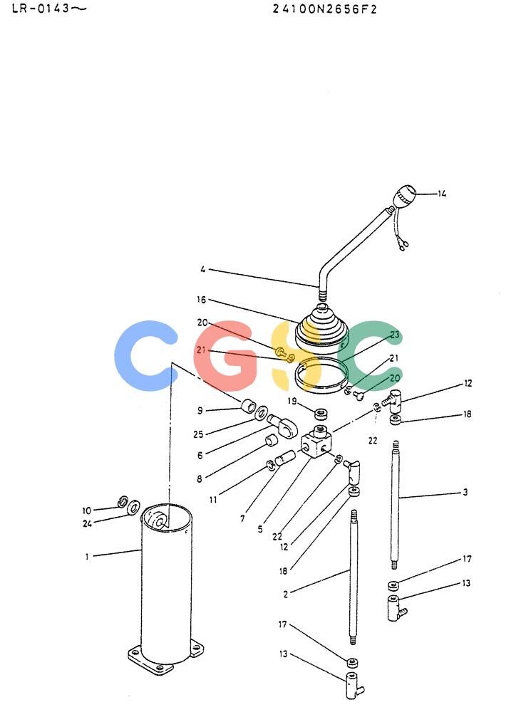 神钢零件查询(K914) - EXCAVATOR ASN LR-0143 (1/79-12/03) (03-020) - LEVER ASSY CONTROL P/N 24100N2656F2 Kobelco