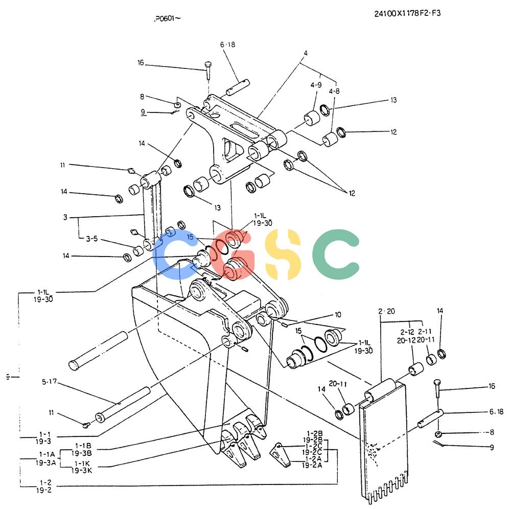神钢零件查询(K905) - EXCAVATOR BTW LP0601 - LP1600 (1/82-12/03) (07-020) - BUCKET ASSY , EJECTOR Kobelco