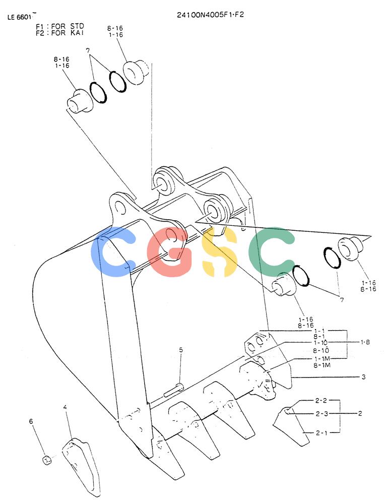 神钢零件查询(K903) - MARK II EXCAVATOR BTW LE6601 - LE7871 (1/88-12/03) (09-011) - BUCKET ASSY 0.25M Kobelco