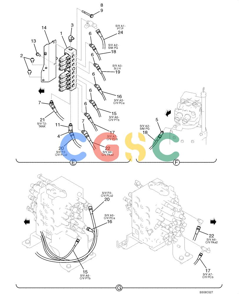 神钢零件查询(ED150) - BLADE RUNNER ACERA SR EXCAVATOR DOZER (TIER 3 ) ASN YL06-01201 (5/08-12/12) (02-30[02]) - CONTROL LINES, VALVE (YY64H00218F1), FIGURE 2 OF 2 Kobelco
