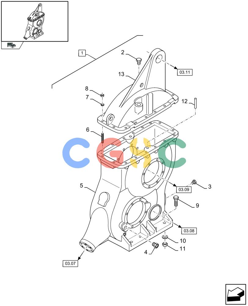 凯斯零件查询(LB433S) - BIG RECTANGULAR BALER (9/08-12/12) (03.06[01]) - MAIN GEARBOX, ARM TO PLUNGER Case Agriculture
