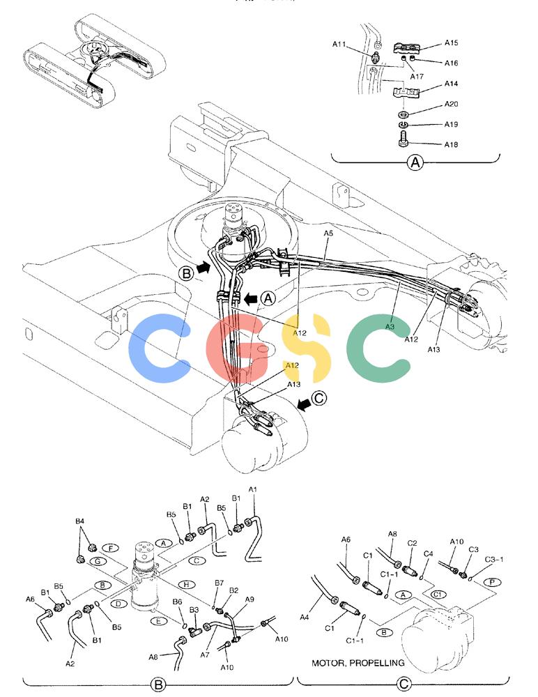 纽荷兰零件查询(E70) - MIDI CRAWLER EXCAVATOR (NA) (1/06-) (093) - HYDRAULIC LINES, LOWER (FOR N) New Holland Constructuion