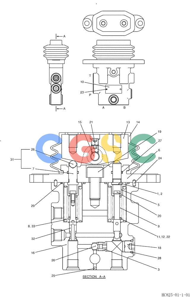 纽荷兰零件查询(E215B) - CRAWLER EXCAVATOR - TIER 3 (ROPS CAB) ASN NBDA21800 (6/13-) (07-006[00]) - VALVE ASSY, PILOT (N&B) New Holland Constructuion