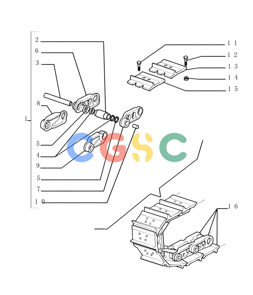 纽荷兰零件查询(DC150.B) - CRAWLER DOZER TIER 2 (3/03-) (9.348[01]) - SALT TRACK CHAIN - SHOES (1GR.L=550MM) - OPTIONAL CODE 784124061 - VERSION (01-04) New Holland Constructuion
