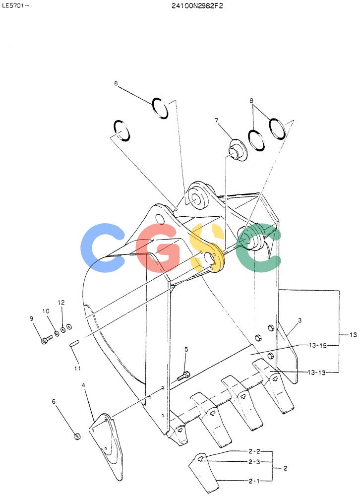 神钢零件查询(K903C) - EXCAVATOR ASN LE5701 (1/87-12/03) (06-003) - BUCKET ASSY, 0.3 M3 Kobelco