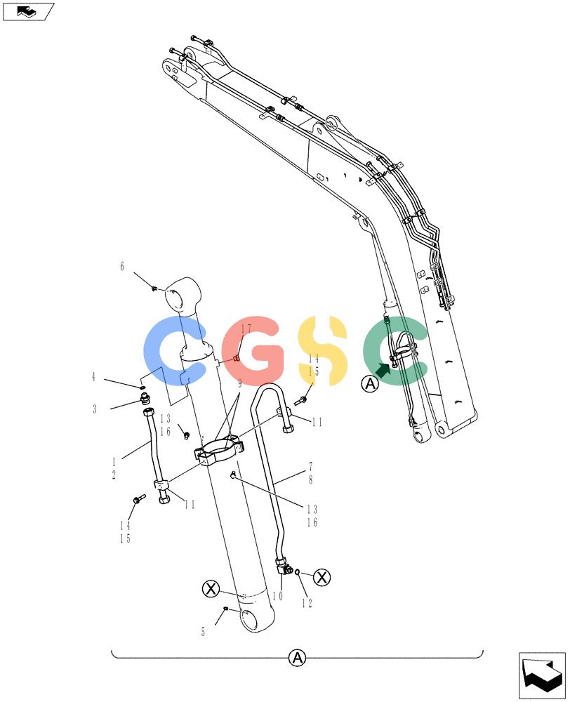 纽荷兰零件查询(E70BSR) - COMPACT CRAWLER EXCAVATOR ASN YT06-18001 (03-014[00]) - HYDRAULIC LINES, BOOM CYLINDER New Holland Constructuion