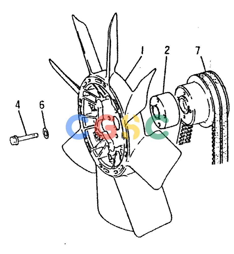 神钢零件查询(6D16-T) - MITSUBISHI DIESEL ENGINE - K909LC & MD240BLC (1/87-12/06) (02-007) - FAN & PULLEY Kobelco