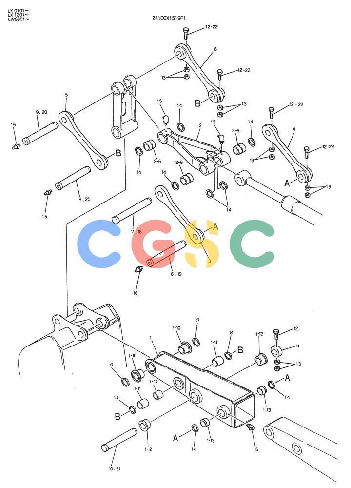 神钢零件查询(K904DL) - EXCAVATOR ASN LX1201 (1/84-12/03) (09-005) - ARM ASSY, EXTENSION Kobelco