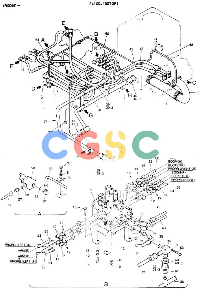 神钢零件查询(MD140C) - EXCAVATOR ASN YPU00501 (1/80-12/06) (04-001[1]) - HYDR LINES, UPP Kobelco