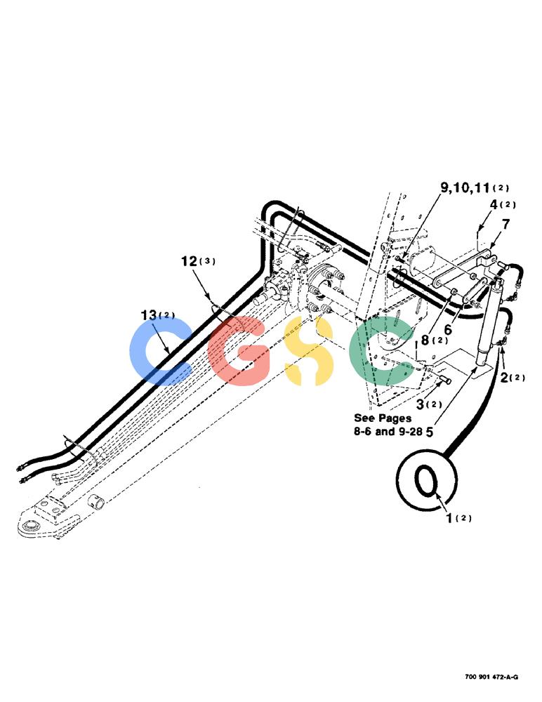 凯斯零件查询(8465T) - CASE IH ROUND BALER W/TRACTOR HYDRAULICS (1/91-12/97) (9-26) - PICKUP LIFT KIT, HYDRAULIC, HK50446 PICKUP LIFT KIT COMPLETE, TO BE ORDERED THROUGH WHOLEGOODS ONLY Case Agriculture
