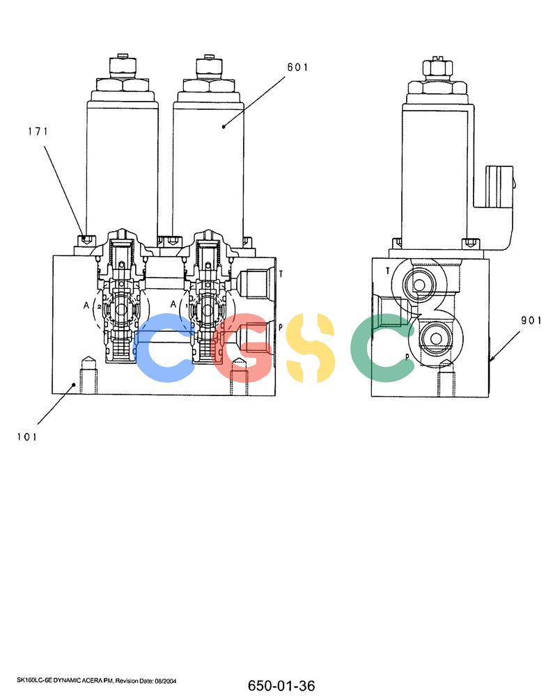 神钢零件查询(SK160LC-6E) - DYNAMIC ACERA EXCAVATOR 08/2004 ASN YM03U0523 (8/04-12/07) (07-015) - VALVE ASSY, SOLENOID, P/N YN35V00040F1 Kobelco