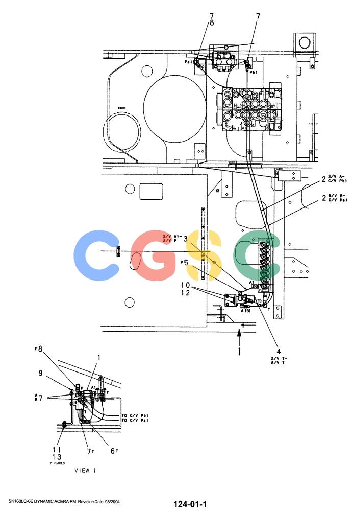 神钢零件查询(SK160LC-6E) - DYNAMIC ACERA EXCAVATOR 08/2004 ASN YM03U0523 (8/04-12/07) (01-033) - CONTROL LINES - VALVE, P/N YM64H00032F1 Kobelco
