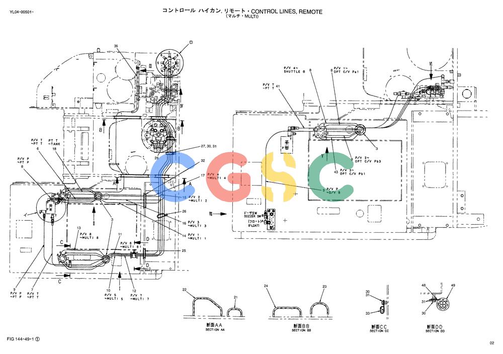 神钢零件查询(ED150-1E) - BLADE RUNNER EXCAVATOR/DOZER ASN YL05-00555 (11/03-12/04) (01-011[01]) - CONTROL LINES, REMOTE (MULTI) Kobelco