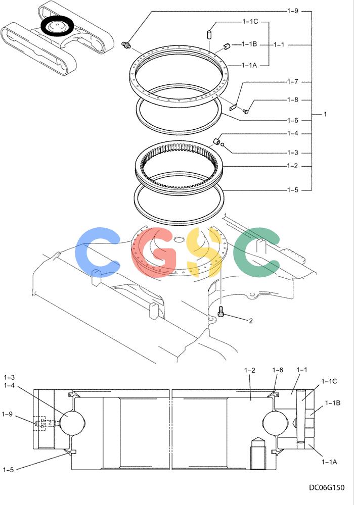 纽荷兰零件查询(E215B) - CRAWLER EXCAVATOR - TIER 3 (ROPS CAB) ASN NBDA21800 (6/13-) (02-003[00]) - SLEWING RING ASSEMBLY New Holland Constructuion