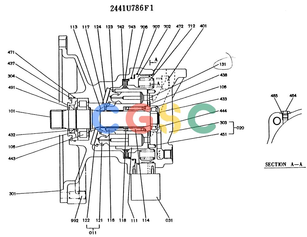 神钢零件查询(K909LC) - MARK II EXCAVATOR ASN LLU-0001 (1/87-12/03) (11-029) - MOTOR ASSY (SWING), 2441U786 Kobelco