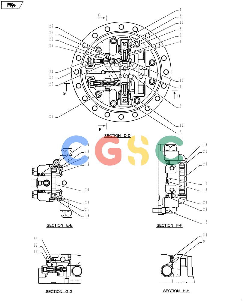 纽荷兰零件查询(E135BSRLC) - CRAWLER EXCAVATOR ASN YH06-08001 (02-013[03]) - MOTOR INSTALLATION, PROPEL New Holland Constructuion