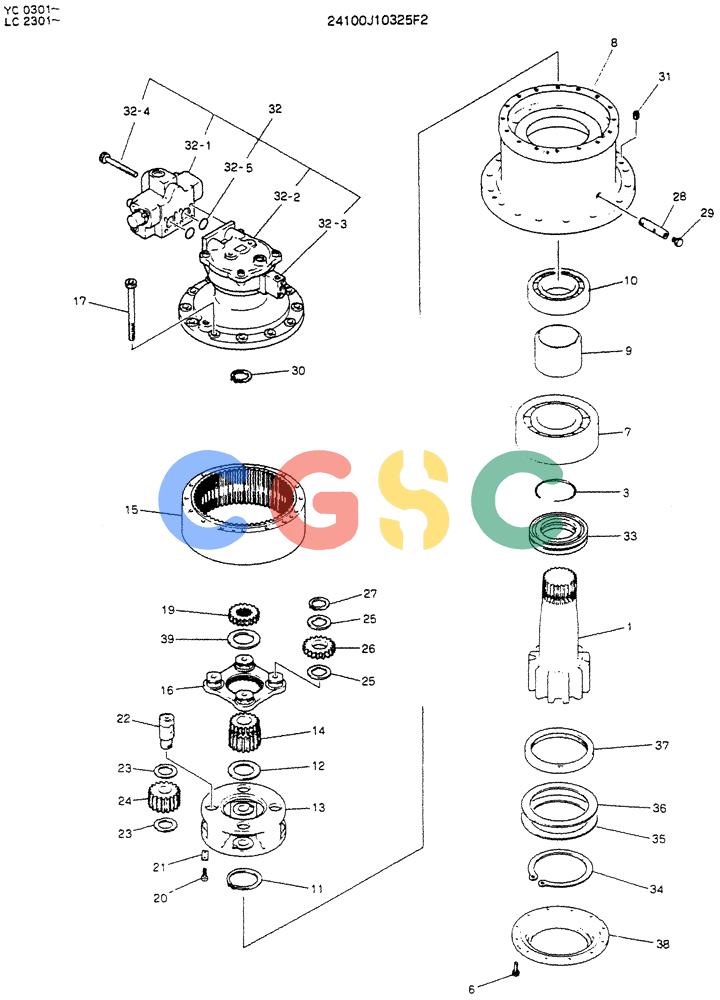 神钢零件查询(K912LC) - MARK II EXCAVATOR ASN YC0301-0737 (1/88-12/03) (01-003) - MOTOR ASSY, SWING Kobelco