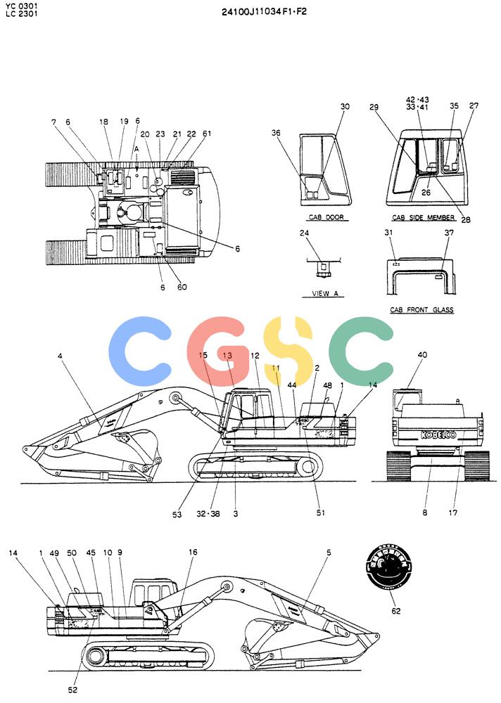神钢零件查询(K912LC) - MARK II EXCAVATOR ASN YC-0301 (1/88-12/03) (10-001) - LABEL, NAME PLATE Kobelco