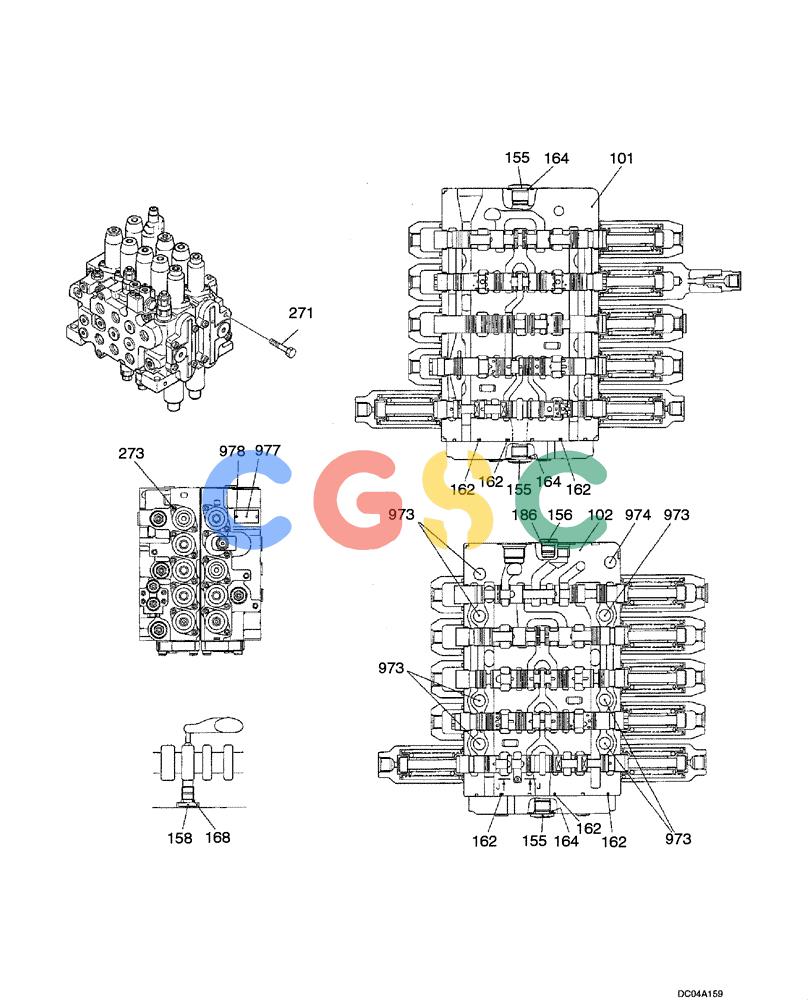 纽荷兰零件查询(EH130) - CRAWLER EXCAVATOR (3/04-) (08 -44[00]) - VALVE ASSY - CONTROL (YY30V00044F1), PAGE 1 OF 3 New Holland Constructuion