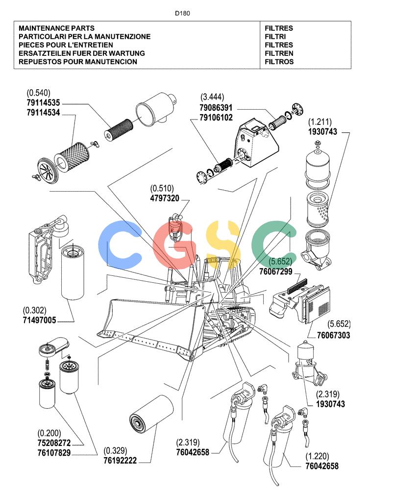 纽荷兰零件查询(DC180PS) - CRAWLER DOZER (11/00-) (0 - FILTERS[00]) - MAINTENANCE PARTS New Holland Constructuion