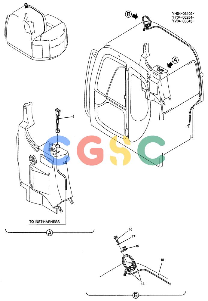 纽荷兰零件查询(E115SR) - CRAWLER EXCAVATOR ASN YV04-03043 (05-008) - LIGHT INSTAL (5 LIGHT) New Holland Constructuion