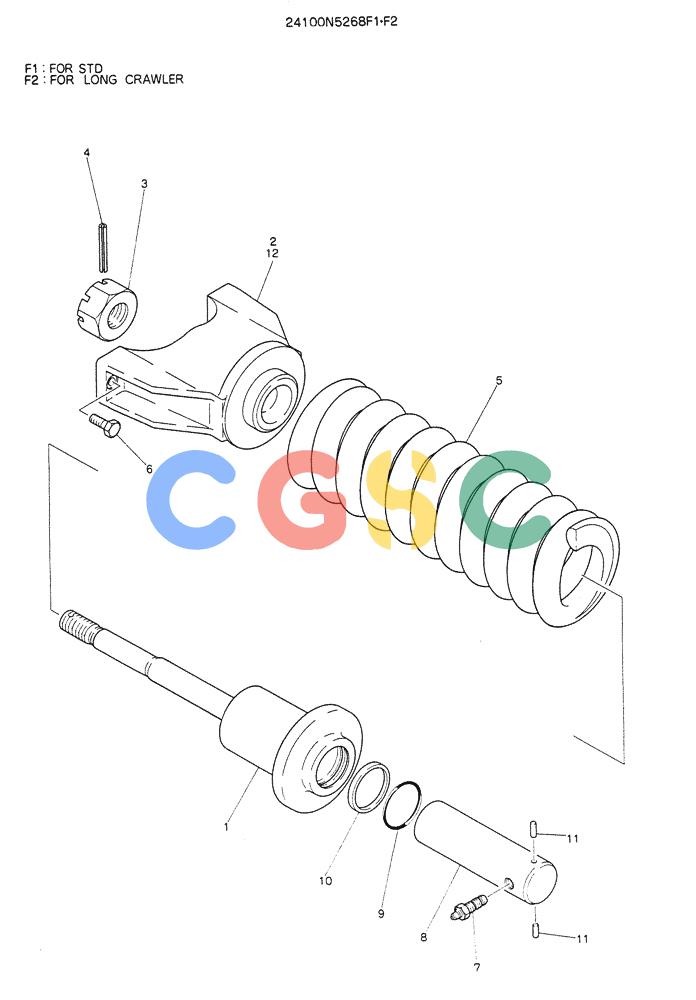 神钢零件查询(K905LC) - MARK II EXCAVATOR BTW YP1001 - YP1281 (1/87-12/03) (06-011) - SPRING ASSY, TRACK (P/N 24100N5268F1) Kobelco
