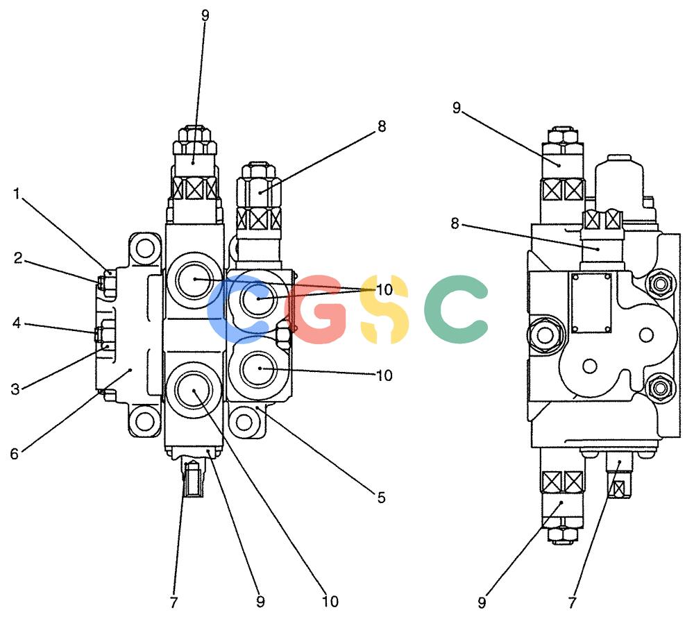 纽荷兰零件查询(E200SRLC) - CRAWLER EXCAVATOR BTW LA04-01506 - LA04-01625 (07-032) - VALVE ASSY, CONTROL (DOZER) New Holland Constructuion