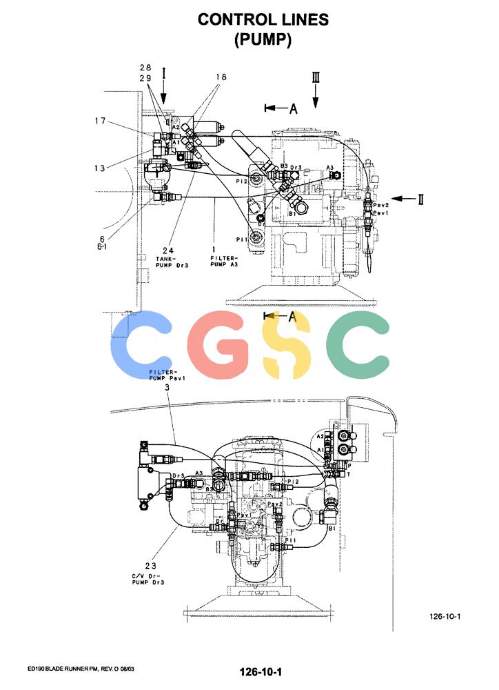 神钢零件查询(ED190LC-6E) - BLADE RUNNER EXCAVATOR/DOZER BTW YL03U0136 - YL03U0292 (1/05-12/06) (01-036[01]) - CONTROL LINES (PUMP) Kobelco