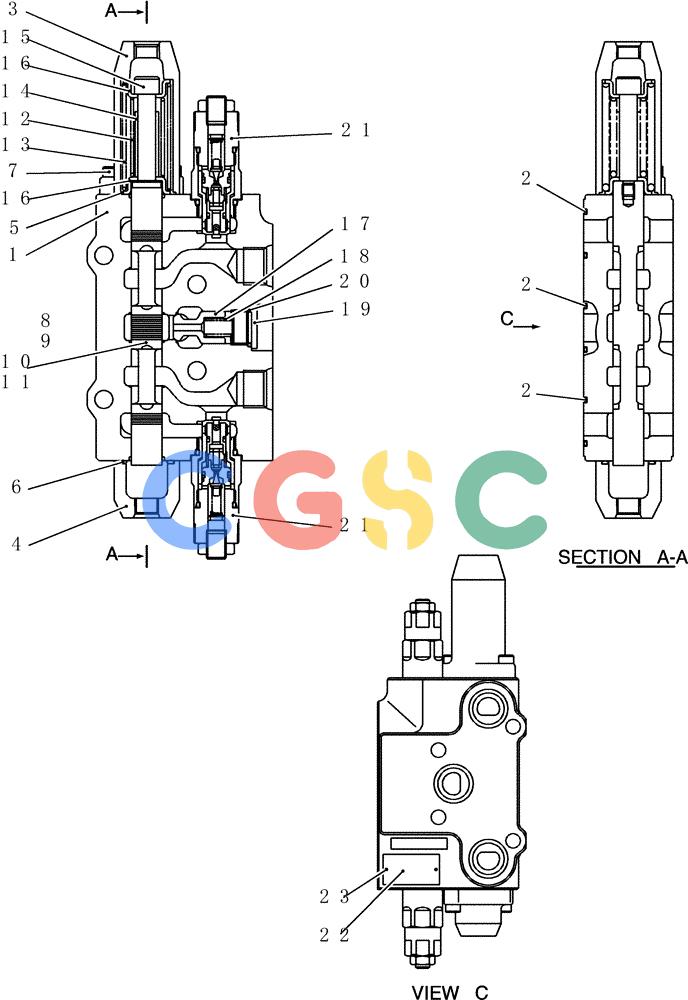 神钢零件查询(200-8) - EXCAVATOR S/N YN11-45001 - (1/06-12/09) (HC128-01-1) - VALVE ASSY, CONTROL Kobelco