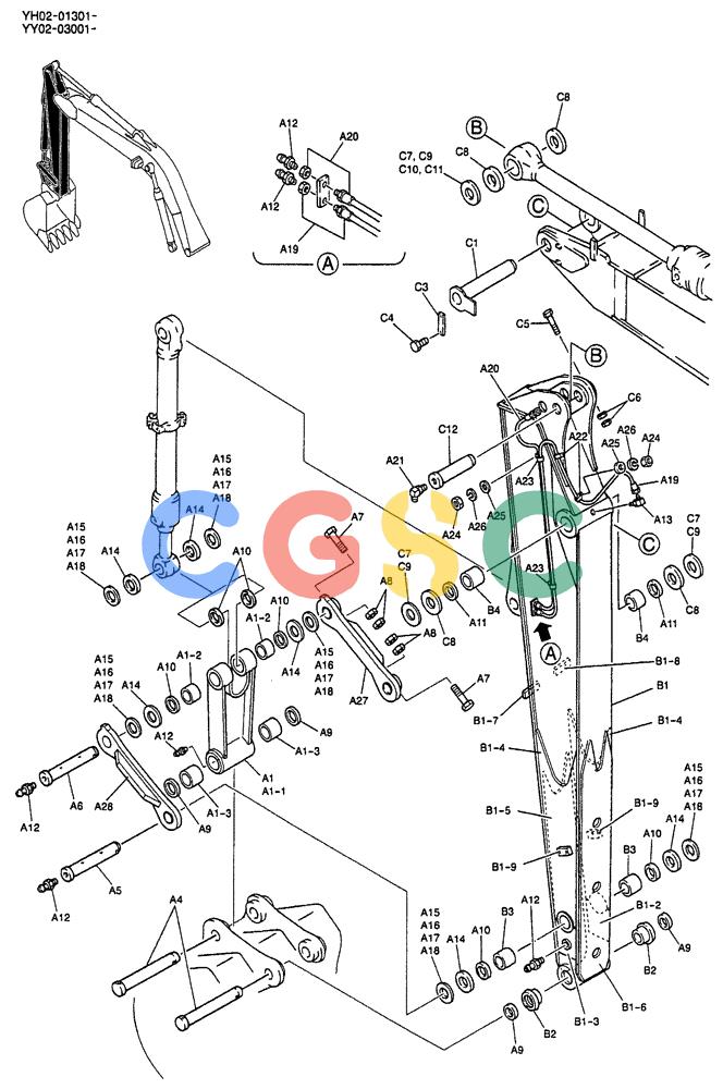 神钢零件查询(ED150) - BLADE RUNNER EXCAVATOR/DOZER BTW YL04-00501 - YL04-00554 (4/03-10/03) (05-004) - ARM ASSY, LONG 2.95M (9FT 8IN) Kobelco