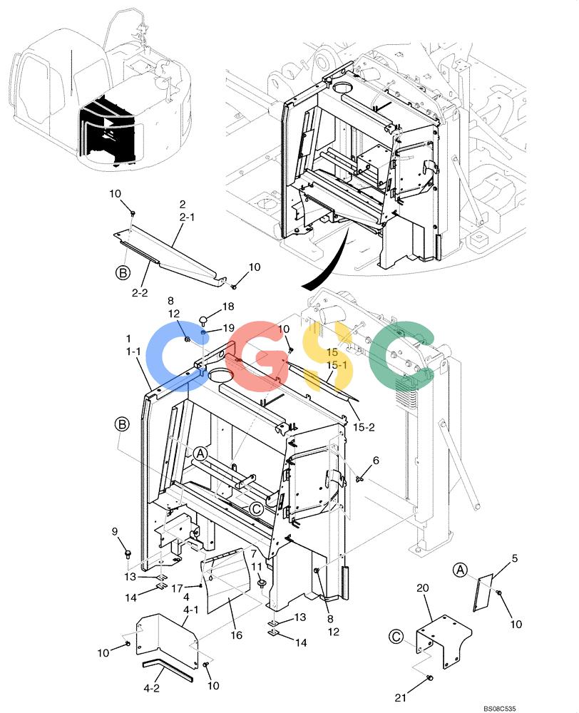 神钢零件查询(ED150) - BLADE RUNNER ACERA SR EXCAVATOR DOZER (TIER 3 ) ASN YL06-01201 (5/08-12/12) (02-50[01]) - GUARD ASSEMBLY, LEFT-HAND SIDE (YY21C00086F1), FIGURE 1 OF 2 Kobelco