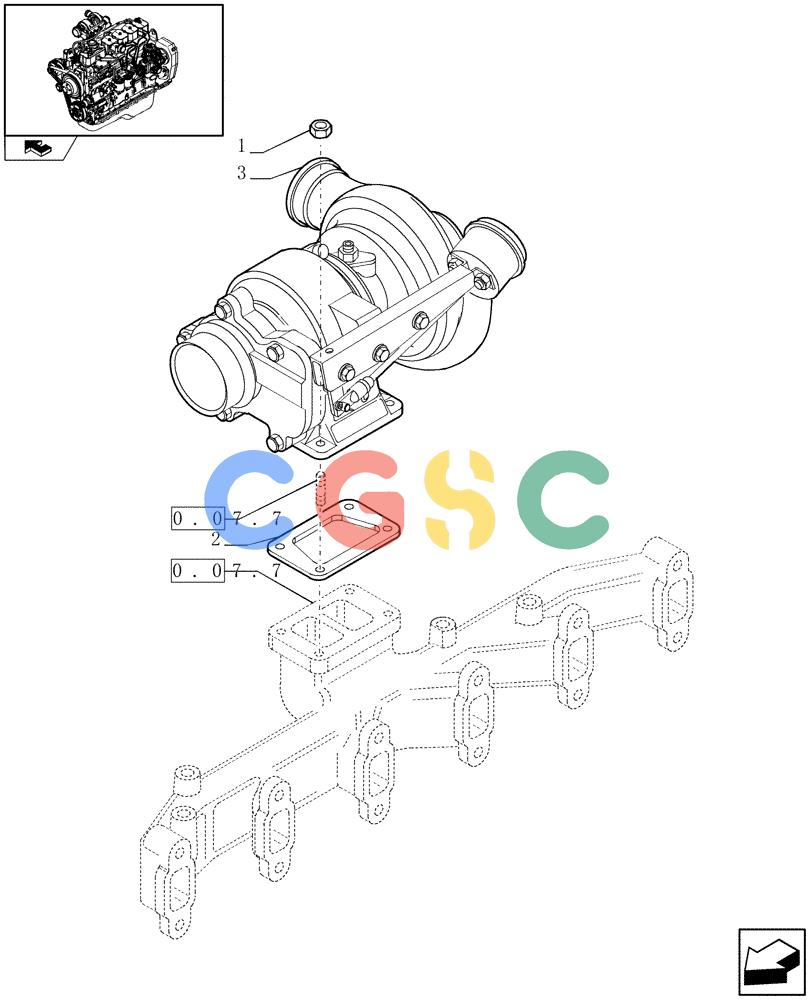 神钢零件查询(F4GE9684B J600) - ENGINE 504116859 - 87050849 (1/07-) (0.24.0) - TURBOCHARGER (2855733) Kobelco
