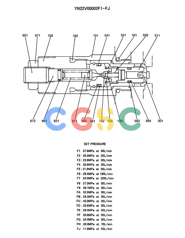 神钢零件查询(200-8) - EXCAVATOR S/N YN11-45001 - (1/06-12/09) (HC015-01-1) - VALVE ASSY, PORT RELIEF Kobelco