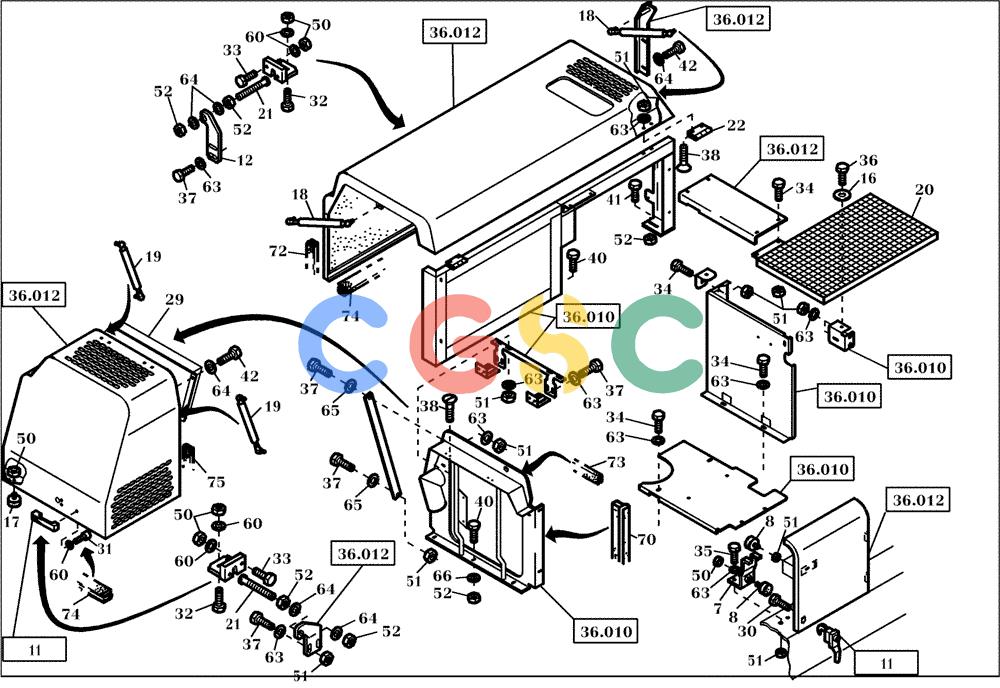 纽荷兰零件查询(EC160) - CRAWLER EXCAVATOR (4/99-) (36.010[003]) - PANELING INSTALL.MATERIAL -C- (S/N 716039-716068/716082-UP) New Holland Constructuion