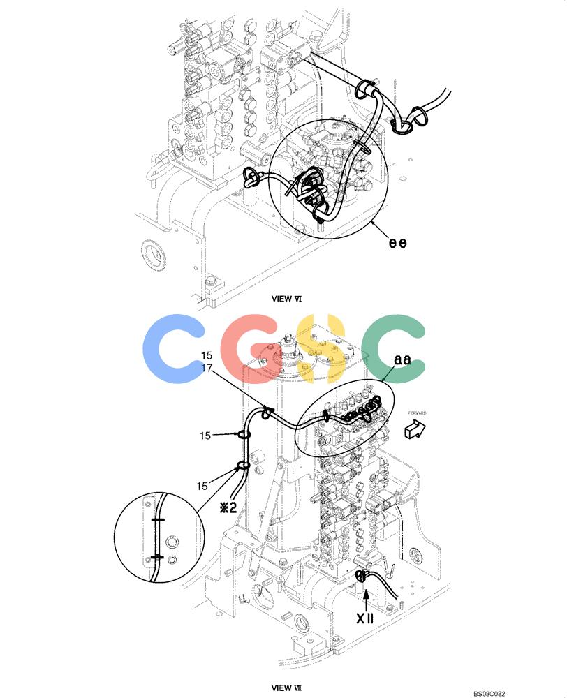 纽荷兰零件查询(E70BSR) - COMPACT CRAWLER EXCAVATOR BTW YT05-15001 - 18000 (NA) (4/08-) (02-73-00[06]) - HARNESS ASSEMBLY, UPPER (YT13E00048F1), PAGE 6 OF 12 New Holland Constructuion